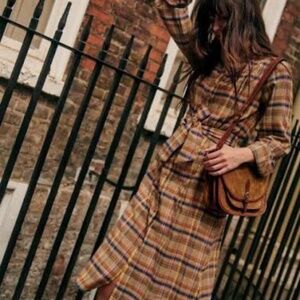 Sezane Alix Dress Folk Check Print - Size 6